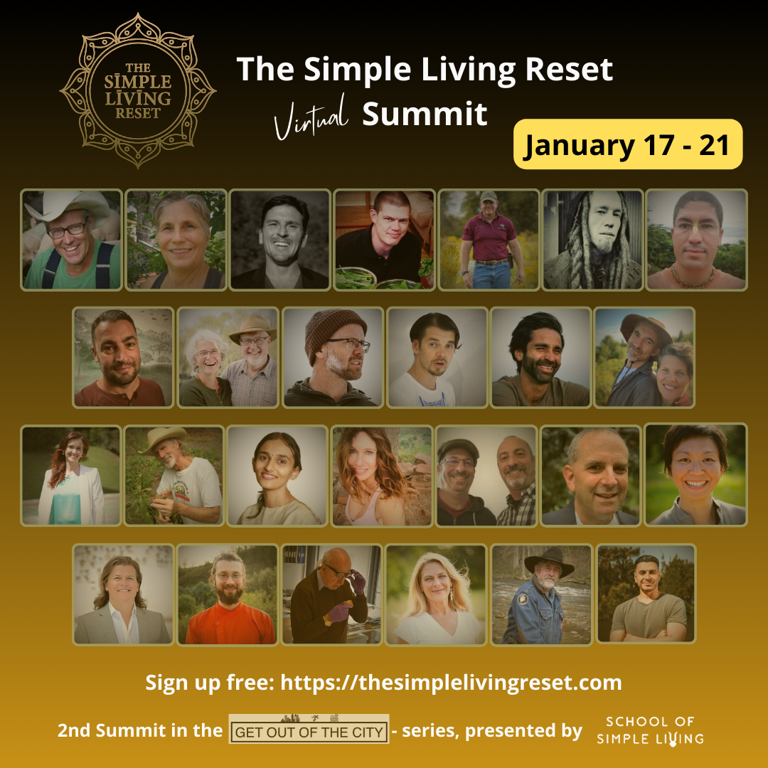 The Simple Living Reset — speaker grid featuring 25+ experts, January 17–21, 2024